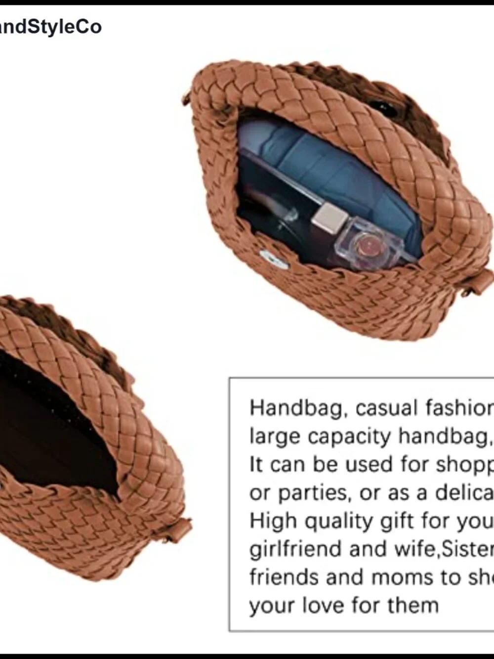 Handwoven Vegan Leather Tote Crossbody Bag with Detachable Strap